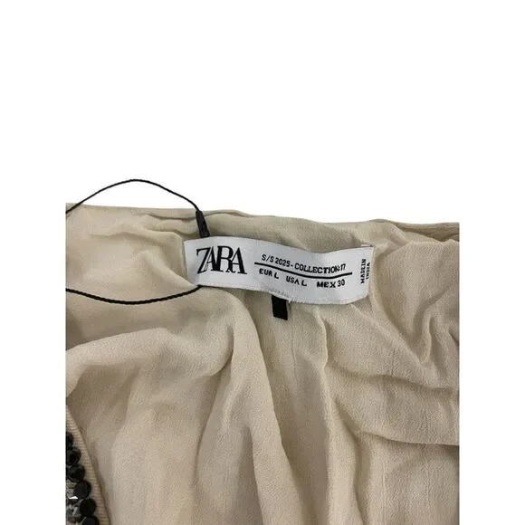 Zara Womens Vest Large S Ecru Embroidered Studded Limited Ed 7521/101 NWT - Picture 6 of 15